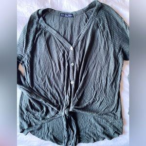 Deep Green Waffle Tie Top | Juniors | Women’s | Size Medium